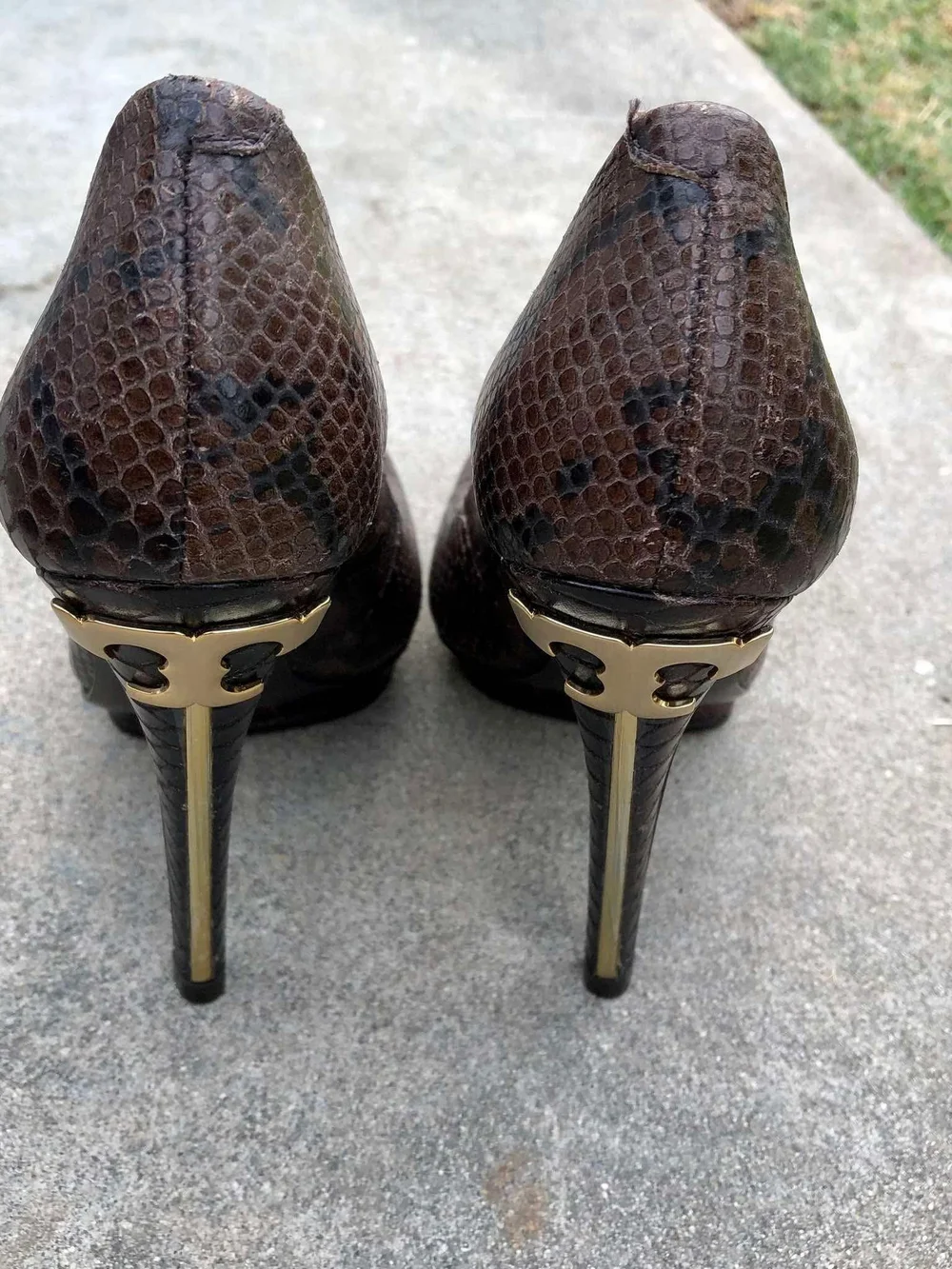 Tory Burch Jude snake-embossed leather platform pumps